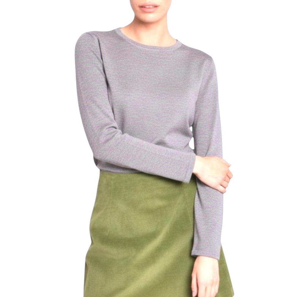 IVKO Women Merino Wool US 10 (42) Pullover Gray Semi Sheer Minimal Lux Organic